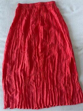 Club Monaco Crimson Pleated Maxi Skirt